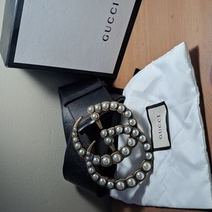Double GG Gucci Belt with pearls